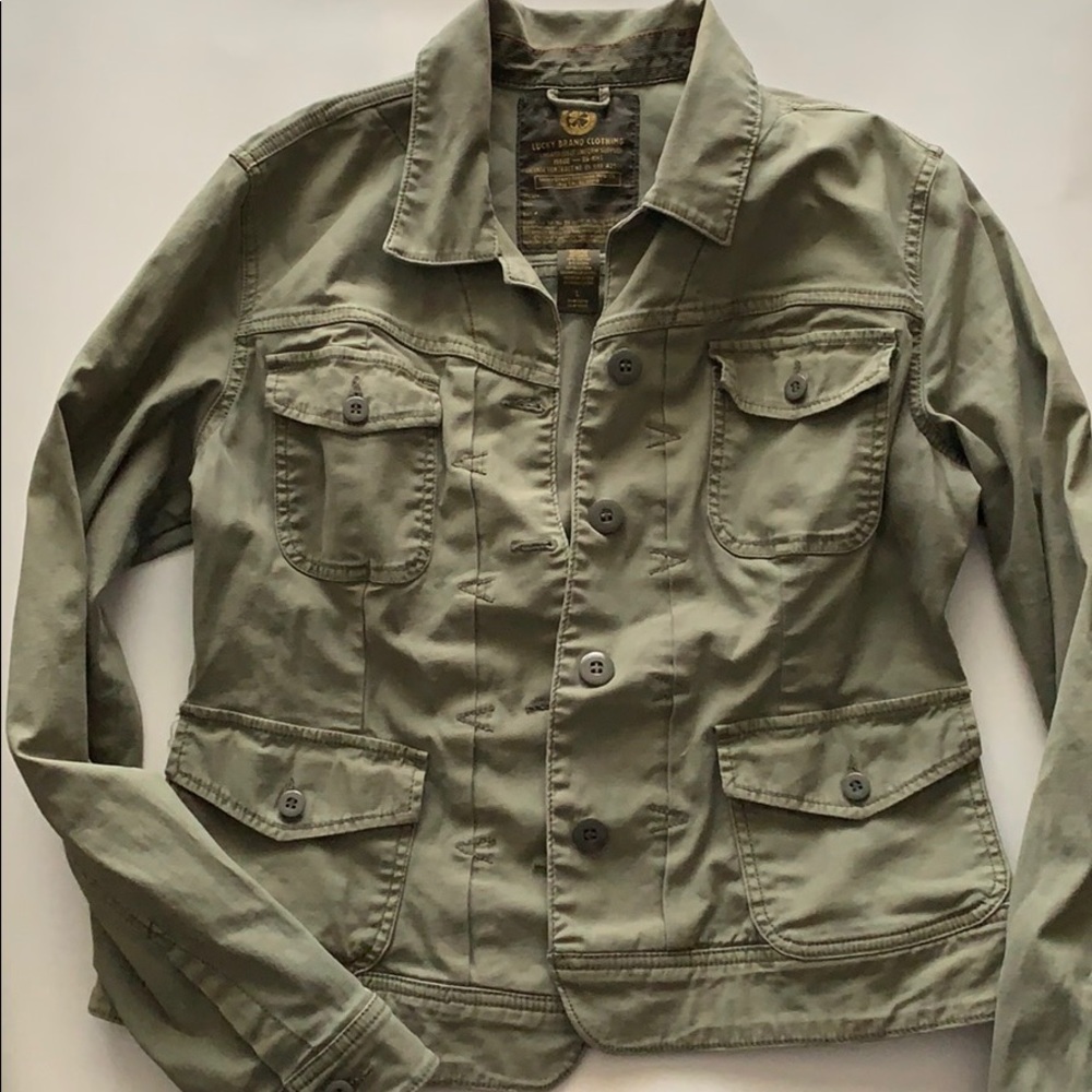 Green utility army jacket lucky brand large